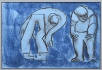 Lot 453 - John Thompson, "Stooping Man", pastel drawing.