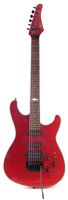 Lot 177 - Marlin super-strat type electric guitar in metalic red with hard case.