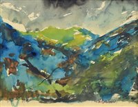 Lot 442 - J.L. Isherwood, "Welsh Wales", watercolour.