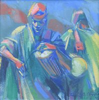 Lot 333 - Edosa Ogiugo, Drummers, oil.