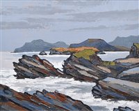 Lot 393 - David Barnes, "Near Rhoscolyn", oil.