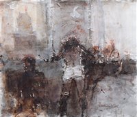 Lot 397 - Don McKinlay, Standing female nude, mixed media and collage.