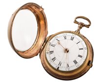 Lot 143 - Gilt metal Georgian conjoined pair-case pocket watch by Speakman, London.