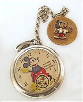 Lot 19 - Mickey Mouse Ingersoll pocket watch on chain.