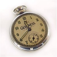Lot 30 - "Guinness Draught" chrome pocket watch.