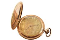 Lot 144 - Art Deco 14ct gold Lobar full Hunter pocket watch