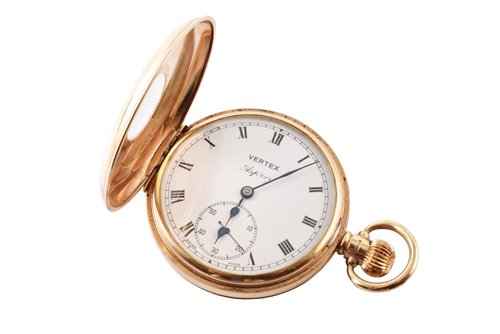 Lot 138 - A 9ct gold half hunter Vertex Asprey pocket watch
