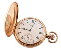 Lot 120 - Waltham USA 9ct gold full Hunter pocket watch