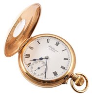 Lot 135 - 9ct gold half Hunter pocket watch by J.W. Benson London