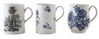 Lot 218 - Three Worcester mugs circa 1760-1780