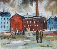 Lot 253 - William Turner, "Factory, Regent Street, Salford", oil.