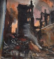 Lot 392 - William Turner, "The Ruin - The Blitz", oil.