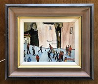 Lot 261 - William Turner, "The Football Match near Bessamer's, Gorton", oil.