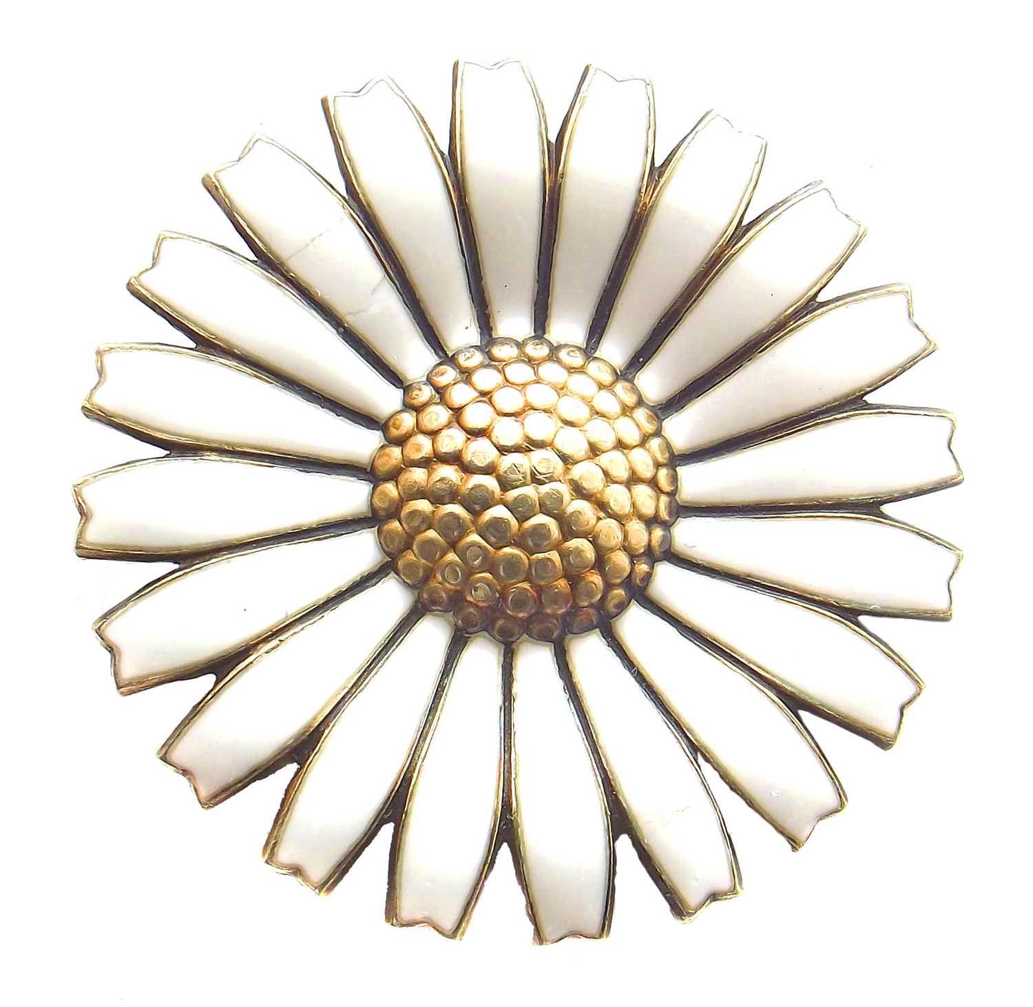 Lot 503 - A silver and enamel daisy brooch by Anton Michelsen