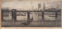 Lot 189 - Leslie M. Ward, "Nocturne, Westminster", signed etching.
