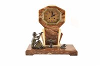 Lot 340 - A marble Art Deco mantel clock