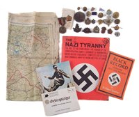 Lot 301 - Collection of militaria including a Silk escape map.