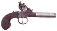 Lot 2 - Flintlock pocket pistol with later barrel
