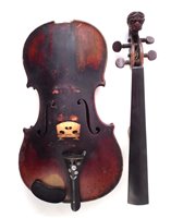 Lot 13 - German violin with lion head peg box