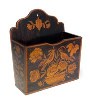 Lot 382 - Stained pine and pen-work wall pocket.