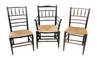 Lot 357 - Late 19th century William Morris design, Sussex open armchair and two others.