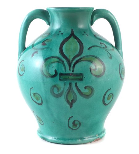 Lot 66 - Della Robbia twin handled vase