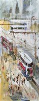 Lot 260 - F.J. England, "Dick Kerr Trams, Tri Junction", oil.