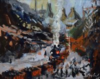 Lot 231 - F.J. England, "Valley of the Slag Heaps, Kidsgrove", acrylic.