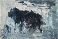 Lot 256 - J.L Isherwood, "Black Bull", oil.