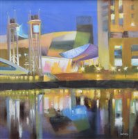 Lot 213 - Jamie Wood, "Salford Quays", acrylic.