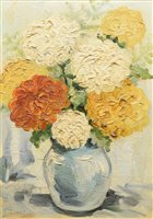 Lot 219 - Albin Trowski, Floral still life, oil.