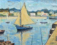 Lot 221 - Paul Maze, French harbour scene, oil on board.