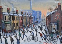 Lot 227 - J. Downie, "Home from Work", oil.