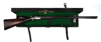 Lot 16 - Williams and Powell double 10 bore percussion sporting gun with leather case
