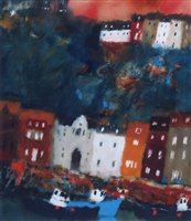 Lot 281 - Caroline Bailey, Harbour scene, mixed media.