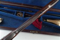 Lot 20 - Joseph Bourne percussion rifle with a period case and accessories