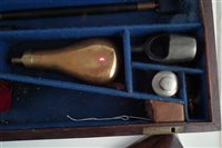 Lot 20 - Joseph Bourne percussion rifle with a period case and accessories