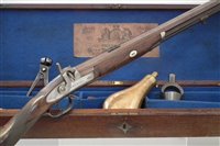 Lot 20 - Joseph Bourne percussion rifle with a period case and accessories