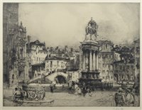 Lot 196 - Hedley Fitton, "Place Paolo e Giovanni, Venice", signed etching.