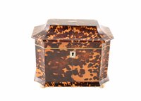 Lot 4 - A 19th century tortoiseshell veneered tea caddy