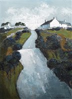 Lot 255 - Wilf Roberts, Mountain lane, oil.