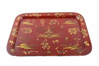 Lot 100 - A Victorian papier-mâché chinoiserie tray