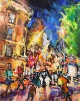 Lot 239 - Olivia Pilling, "John Dalton Street at Night", acrylic.