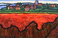 Lot 240 - Malcolm Croft, "November Vineyard", oil.