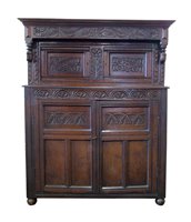 Lot 354 - 17th century oak court cupboard.