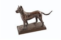 Lot 320 - 19th century bronze Great Dane signed Valton