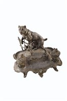 Lot 326 - A 19th century French pewter inkstand, signed Bossu