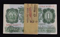 Lot 24 - Twenty One Pound Bank of England November 1955 green banknotes.