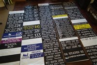 Lot 48 - Five London Transport Bus destination blinds in black and white.