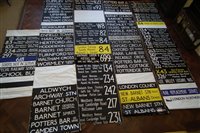Lot 47 - Five London Transport Bus destination blinds in black and white.